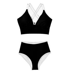 Dokotoo Women's L Breast Pad No Bracket Deep V Sexy Two Piece Swimsuit Beauty